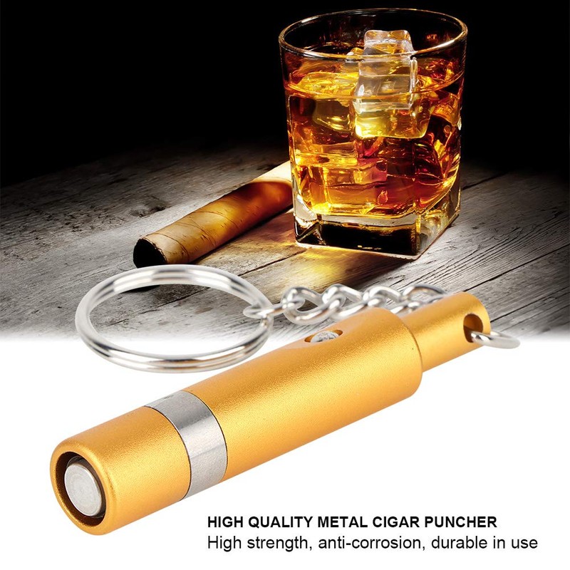 Cigar Hole Puncher, Hole Punching Circular Cuts with Keychain Ring