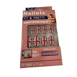 Union Jack Flag False Glue On Nails Set World Cup Football Boxed