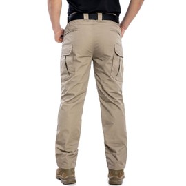 NAVEKULL Men's Outdoor Tactical Pants Rip Stop Lightweight Waterproof Military Combat Cargo Work Hiking Pants Khaki