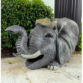 coolboy Elephant Sculpture Gutter Diverter Rain,Deco Gutter Extension Downspout, Eco-Friendly Resin Gutter Extender Diverter,Splash Block, Perfect Rain Gutter Downspout Extension for 3"x4" Downspouts