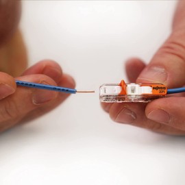 WAGO Lever-Nuts Inline Splicing Connector for Solid and Stranded Conductors, 2-Conductor with Operating Levers, 20-12 AWG, Transparent Housing, White Cover [60 Pieces] | WAGO