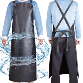 SHEOMERN Delantal de goma impermeable, 43 pulgadas, antidesgarros, de vinilo resistente, ajustable, más grueso, con espalda cruzada, para lavavajillas