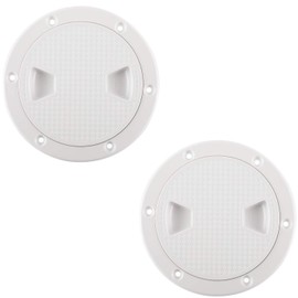 YaeMarine 2 Packs 4" Boat Deck Cover, Round Inspection Hatch, Deck Plate Access Lid, RV (White)