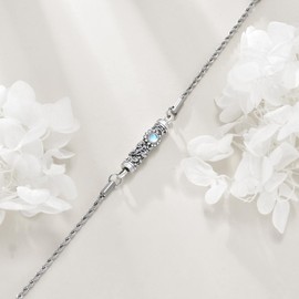 ONEFINITY Sunflower Urn Bracelet For Ashes 925 Sterling Silver Bar Sunflower Hummingbird Cremation Jewelry For Ashes Keepsake Pendant Locket Bracelet For Women Men (Bird Urn Bracelet)