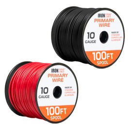 Iron Forge Cable 200 ft 10 Gauge Primary Automotive Wire - 2 Roll Red & Black Pack - 100 Ft of Copper Clad Aluminum Wire per Roll - for Home or Automotive