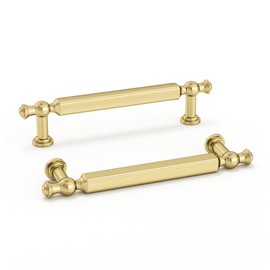 Haliwu 10 Pack Brushed Gold Cabinet Pulls, 3-3/4 inch(96mm) Hole Center Drawer Handles Zinc Alloy Hardware Pull for Kitchen Dresser Bathroom