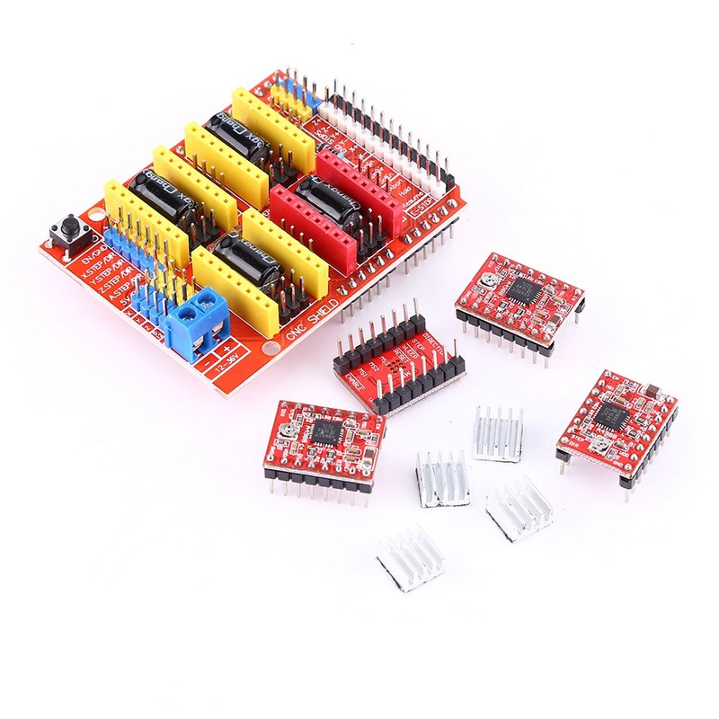 CNC Shield Expansion Board 4Pcs A4988 Stepper Motor Driver For