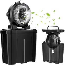 Portable Misting Fan - 11L Bucket, 20000mAh Rechargeable Battery Powered Fans for Patios, Outdoor Fans with Night Light, 3 Wind Speed & 4 Spray Mister Camping Cooling Fan, Waterproof Design