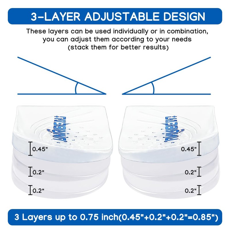 3 Layers Adjustable Supination & Pronation Correction Heel Insoles,Self-Adhesive Medial