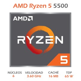 Procesador AMD Ryzen 5 5500 S-AM4 3.60GHz Six-Core 16MB 100-100000457BOX