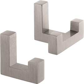 GedoTec® Clothes Hook Set Square Coat Hooks White Coated – Model TETRIS Single Hook + Double Hook Set Wall Hooks Invisible Screwed Brand Quality for Your Living Area