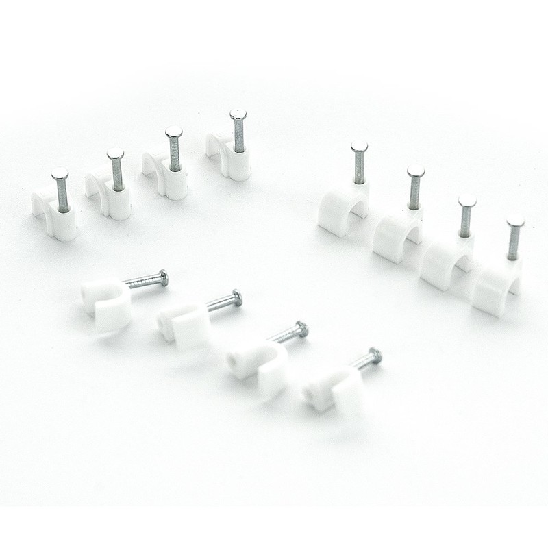 BG Electrical Round Cable Clips, Pack of 50, White, 6