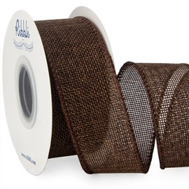 Ribbli Brown Burlap Wired Ribbon,1-1/2 Inch x 10 Yard, Wired Edge Ribbon for Big Bow,Wreath,Tree Decoration,Outdoor Decoration