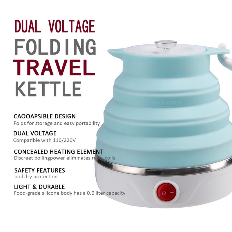 Travel Foldable Electric Kettle, Collapsible Electric Kettle Food Grade Silicone
