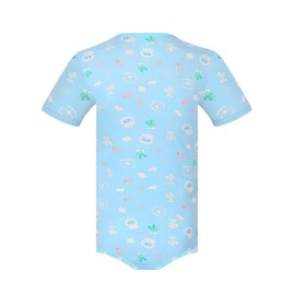 Landofgenie Mens Short Sleeve Bodysuit Cotton Romper Pajama Tops Print Onesie Men's One Piece Jumpsuit- Little Sea Lion 3XL Light Blue