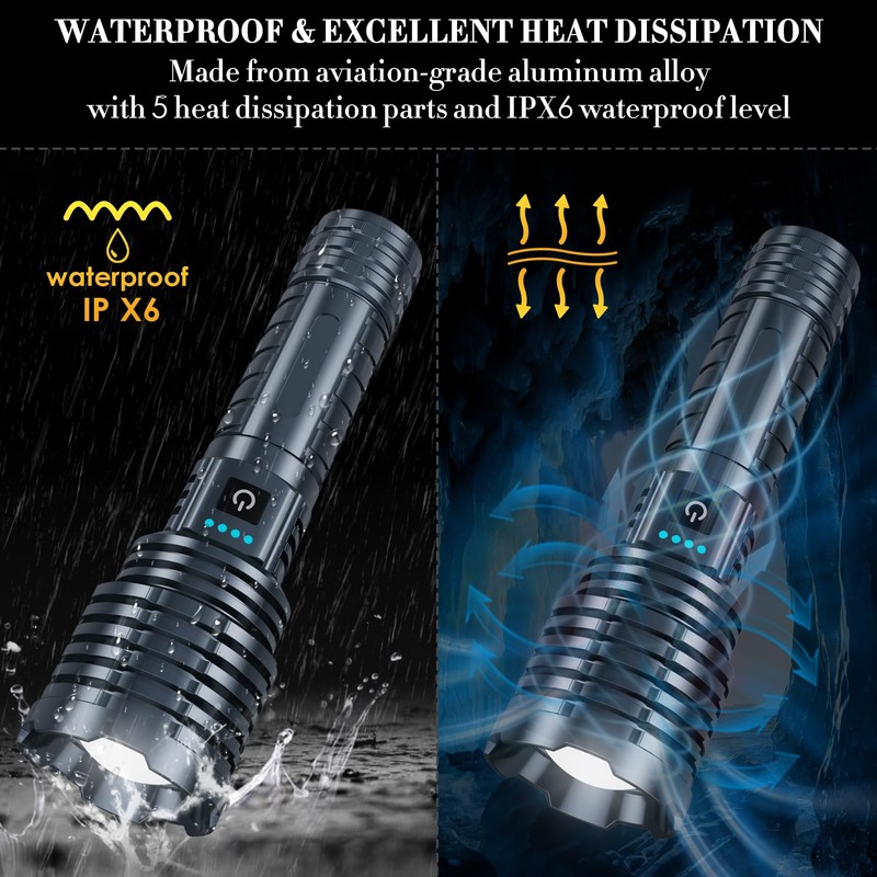 Weoxi Super Bright Rechargeable Flashlights 2400.000 High Lumen, Powerful LED