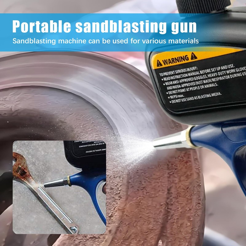 Flylin Pneumatic Sand Blaster, Portable Hand Held ABS Abrasive Sand