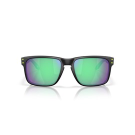 Oakley Men's OO9102 Holbrook Polarized Square Sunglasses, Matte Black/Prizm Road Jade, 57 mm