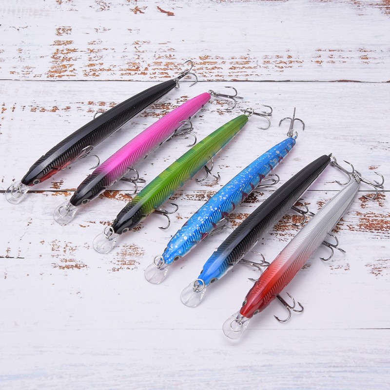 6 pcs 13.5cm/13.5g Freshwater Saltwater Fishing Lures Plastic Hard Baits