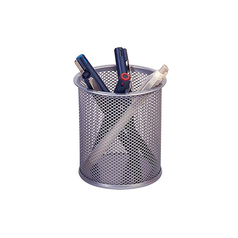 Q-Connect Mesh Pen Pot Silver KF00846