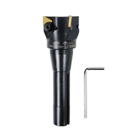 Accusize Industrial Tools 2'' Carbide Indexable End Mill, R8 Shank, with 3 Pc Tpg 322 Inserts, 0046-0916