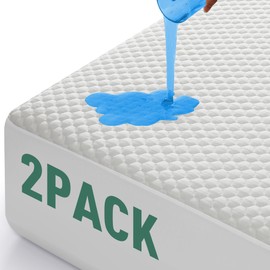Ohgeni 100% Waterproof Mattress Protector, Queen Size-2Pack, Fitted Sheet with Stretchable Pockets, Deep Sleep Noiseless Soft. Breathable Cooling Hypoallergenic Material, Mattresses Cover for Bed