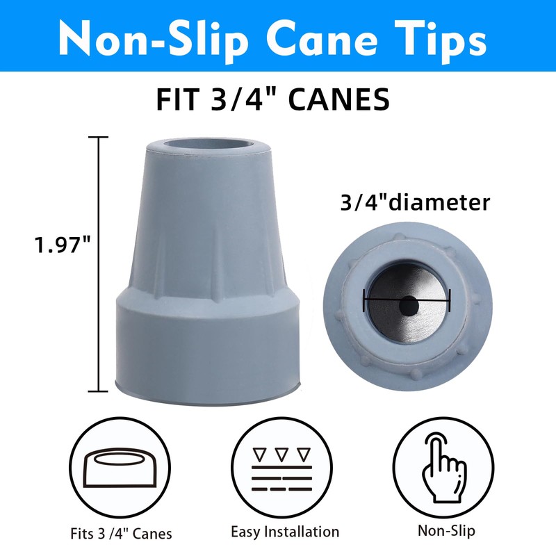 2 Pack (3/4 Inch) Durable Crutch Tips, Heavy Duty Replacement
