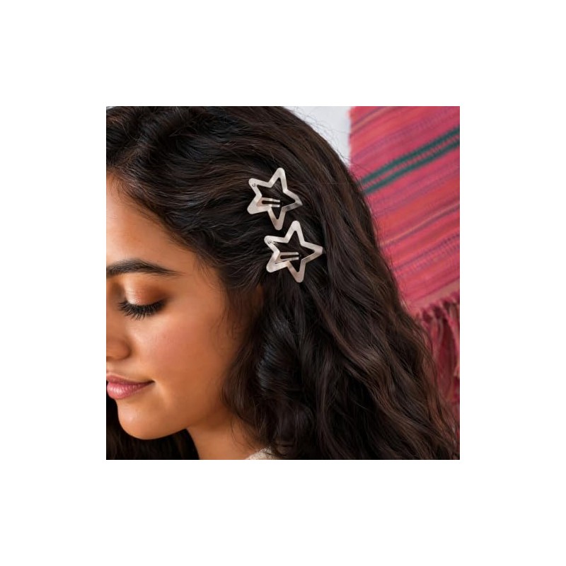 TEHAUX Set De 20 Pinzas Para El Cabello Estrella Plateadas