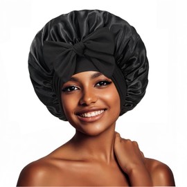 VECIIR Adjustable Satin Sleep Bonnet for Women Comfortable Hair Protection 13.8 Inch