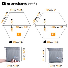 TRIWONDER Hexagonal Tarp Ground Sheet Hexa One Pole Tent Waterproof Tent Sheet Sunshade Camping Footprint Picnic Mat For Hammock Awning (Gray - L)