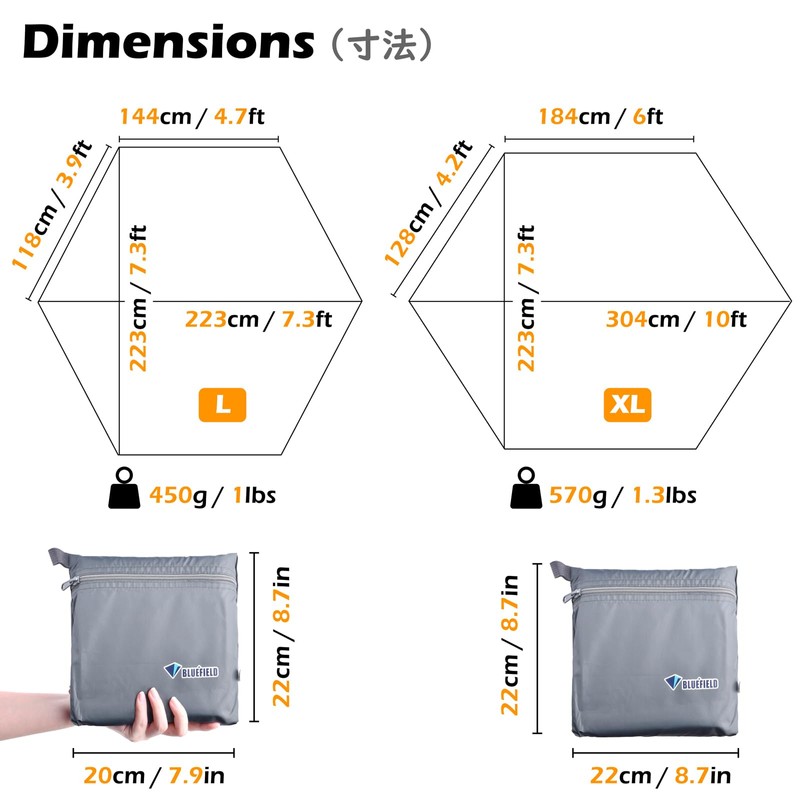 TRIWONDER Hexagonal Tarp Ground Sheet Hexa One Pole Tent Waterproof