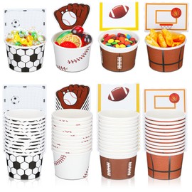 Tanlade 48 Pcs Sports Snack Cups Sports Bowls, Soccer Baseball Football Rugby Basketball Party Decorations, Sports Theme Basketball Party Supplies Basketball Bowl for Birthday Party Favors