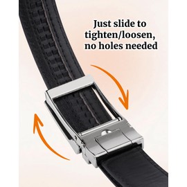 Monopa Boys Ratchet Belt for Kids - Brown and Black Youth Boy Dress Leather Belts for Uniform Jeans (100cm,Silver-Black)