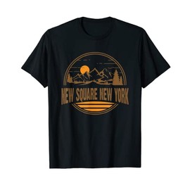 Vintage New Square, New York Mountain Hiking Souvenir Print T-Shirt