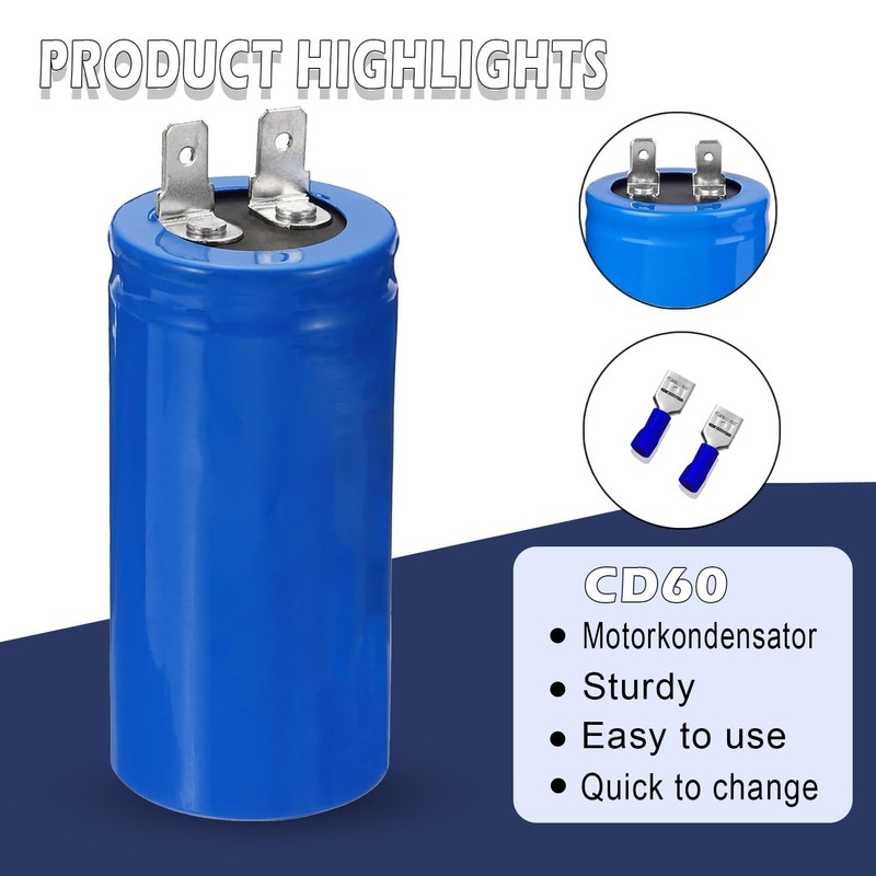 Iruihoo CD60 Motor Capacitor 450µF 450V Capacitor 50/60Hz Starting Capacitor