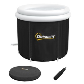 Outsunny Ice Bath Tub, 79 Gallon Outdoor Portable Cold Plunge Tub with Thermo Lid, Cover and Carry Bag for Athletes Recovery and Cold Water Therapy, Black