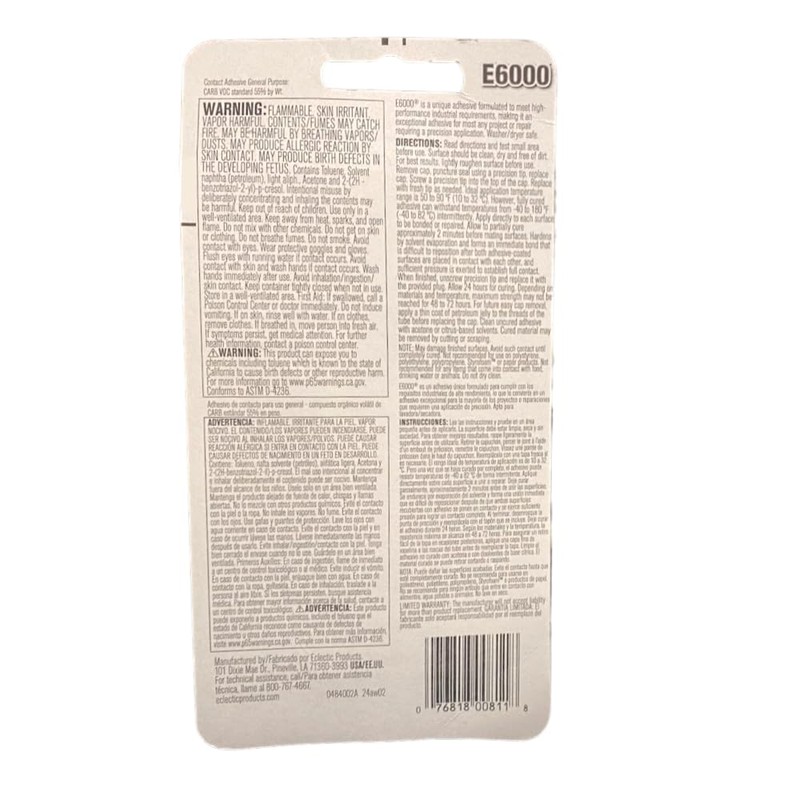 E6000 Industrial Strength Adhesive Glue with Precision Tips, 1 fl