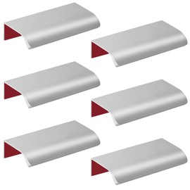 Qjaiune 6 Pack Self Adhesive Drawer Pulls, 3.15" Back Mount Finger Edge Pulls Silver Stick On Cabinet Handles, No Drill Hidden Cabinet Handles for Kitchen Cupboard