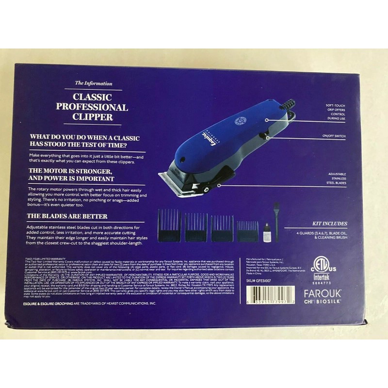 Esquire Grooming The Classic Professional Clipper. Two years Warranty, NEW