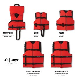 ONYX General Purpose Boating Life Jacket Infant/Child, Red