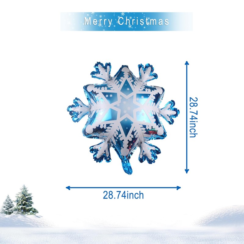Christmas Snowflake Balloons Set 5pcs Large Snowflake Foil Balloons Kit