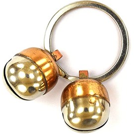 Abdul of Sialkot Extra Loud Pair of Cat & Dog Brass Silver Bells Collar Charm Pet Tracker Acorn Falconry Silver Bottom & Brass Top Pack of 1 (Medium)