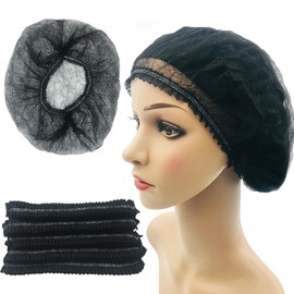 Vabrloy Pack of 100 Hair Nets, 53.3 cm Hair Nets Scalp, Surgical Cap, Hair Cap Made of Disposable Fabric, Bouffant Caps for Men and Women with Elastic Stretch Band, Black