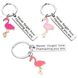 3 Pieces Flamingo Keychains, Cute Keychains, Creative Keychains, Gift Keychains, Stainless Steel Keychain, pink, Unit size, Modern