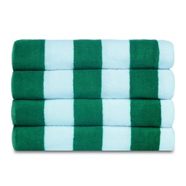 Casa Lino Large Beach Towel Set - Beach Towels Oversized - Highly Absorbent & Quick Dry Pool Towels - Soft 100% Cotton Large Bath Towel Set - 60" x 30" - Pack of 4 - (Green)
