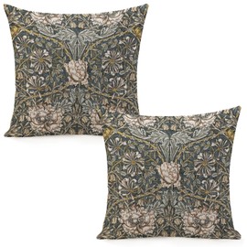 Dripglw Set of 2 William Pimpernel Morris Throw Pillow Covers 18x18 Inch Aesthetic Pillow for Bedroom Velvet Decorative Pillowcase Home Decor Living Room Cushion Case for Bed Sofa Couch