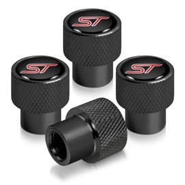iPick Image for Ford Focus ST in Black on Black Aluminum Tire Valve Stem Caps