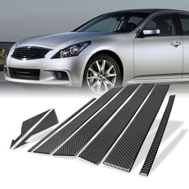 AeroBon Genuine Soft Carbon Fiber Exterior Trim Compatible with 2007-2013 Infiniti G35 G37 Sedan Window Pillars Trim (8 Pcs Set)