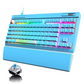 ZIYOU LANG Mechanical Gaming Keyboard, 87 Keys Chroma RGB LED Backlit, Blue Switch, USB-C, PC/Mac Compatible