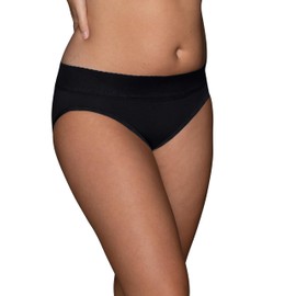 Vanity Fair Women's Effortless Panties for Everyday Wear, Buttery Soft Fabric & Lace, Hipster-Black